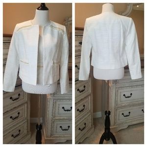 The Limited White Blazer Jacket Gold Accent Size 8